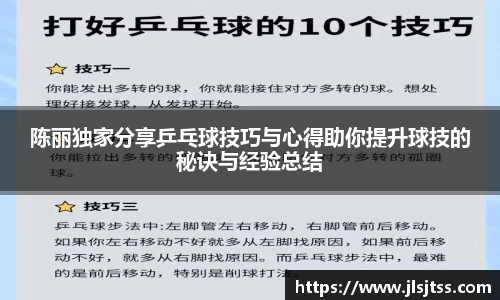 陈丽独家分享乒乓球技巧与心得助你提升球技的秘诀与经验总结